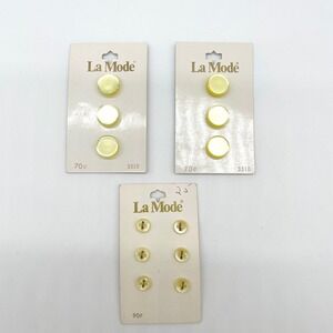 Vintage La Mode Yellow Carded‎ Buttons 7mm 13mm Sewing Supply Japan Craft